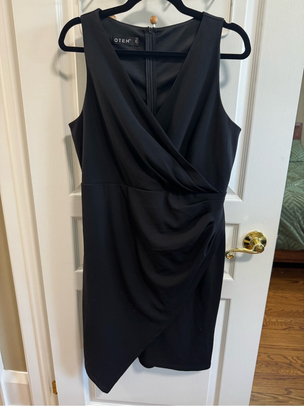 Black Sleeveless Wrap Sheath Dress